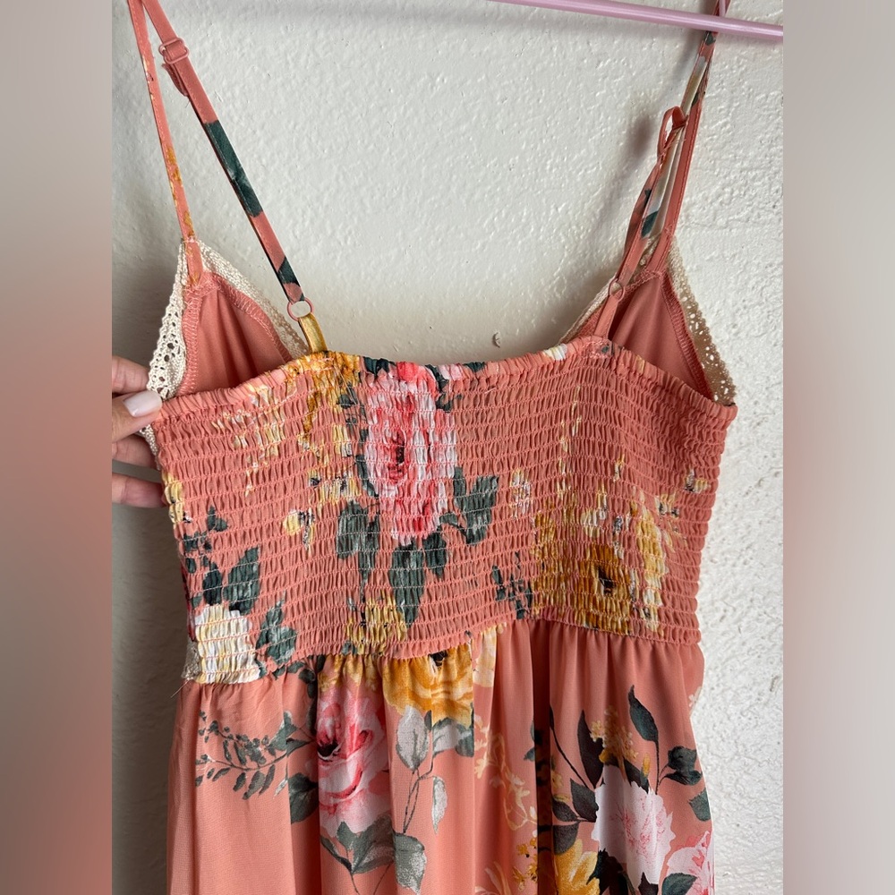 Rue21 Sundress Coral Asymmetrical Cute Floral Fun Small - Picture 7 of 8